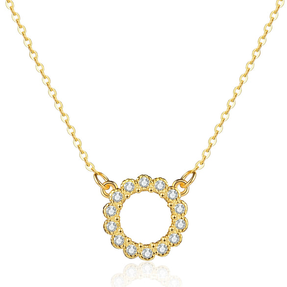 Necklace Silver Geometric Round Diamond Light Luxury