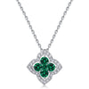 Necklace 925 Silver Inlay Cultivation Emerald Geometric Style