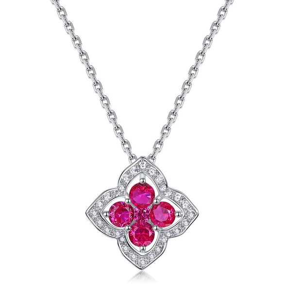 Necklace 925 Silver Inlay Cultivation Emerald Geometric Style