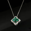 Necklace 925 Silver Inlay Cultivation Emerald Geometric Style
