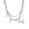 Necklace Silver Jewelry Fruit Pattern Stacked Style Cross Chain Titanium Steel Pendant