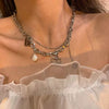 Necklace Silver Jewelry Fruit Pattern Stacked Style Cross Chain Titanium Steel Pendant