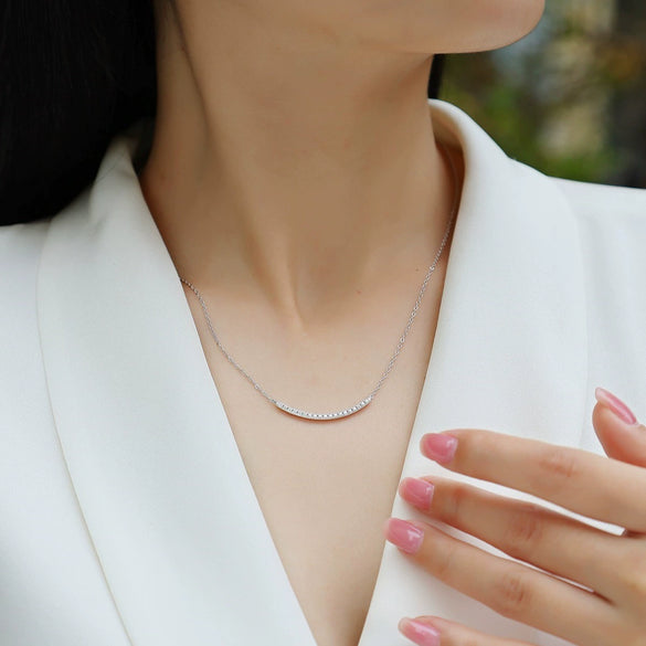 Necklace 925 Silver Moissanite Geometric Cross Chain Inlay For Women