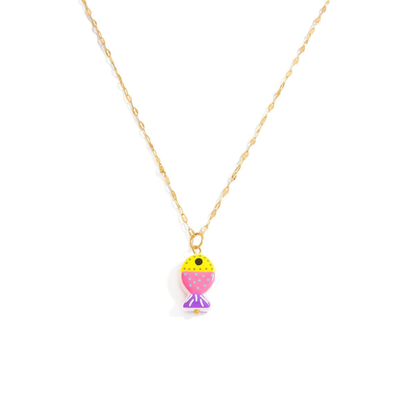 Necklace Small Crab Glass Pendant Stainless Steel Electroplating Clavicle Chain For Women
