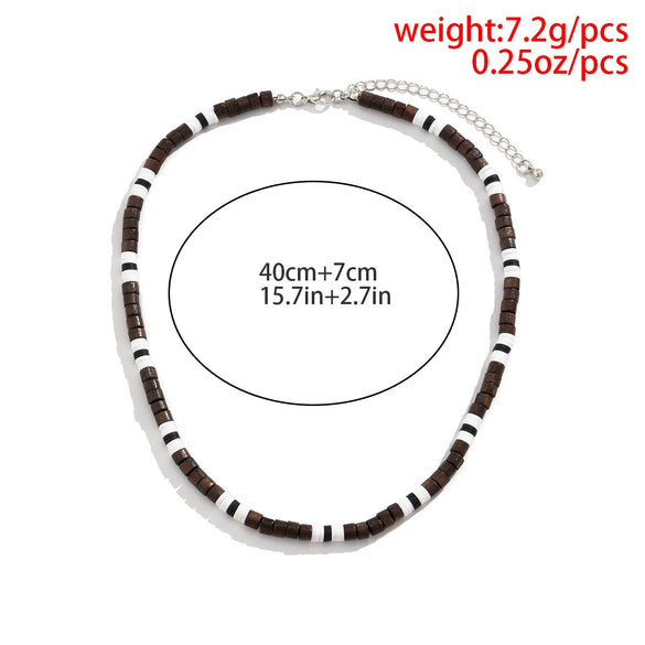 Necklace Soft Pottery Geometric Splicing Wooden Beads Men's