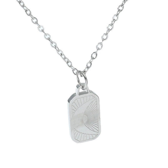 Necklace Square Pendant Titanium Steel And Stainless Steel Electroplating Geometric Simple Style For Men And Women