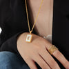 Necklace Square Shellfish Zircon Pendant 316L Stainless Steel Geometric Electroplating Twist Chain Luxury Style