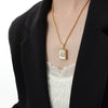 Necklace Square Shellfish Zircon Pendant 316L Stainless Steel Geometric Electroplating Twist Chain Luxury Style