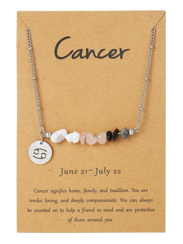 Necklace Stainless Steel Alloy Gravel Geometric Constellation Pendant O Word Chain