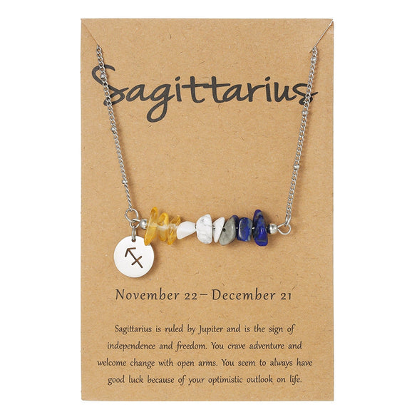 Necklace Stainless Steel Alloy Gravel Geometric Constellation Pendant O Word Chain