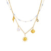 Necklace Stainless Steel Animal Zodiac Double Layer Stacked Wear With Starfish Shell Pendant And O Word Chain Electroplated