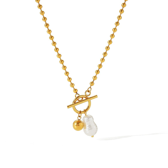 Necklace Stainless Steel Ball Chain Geometric Electroplating Women