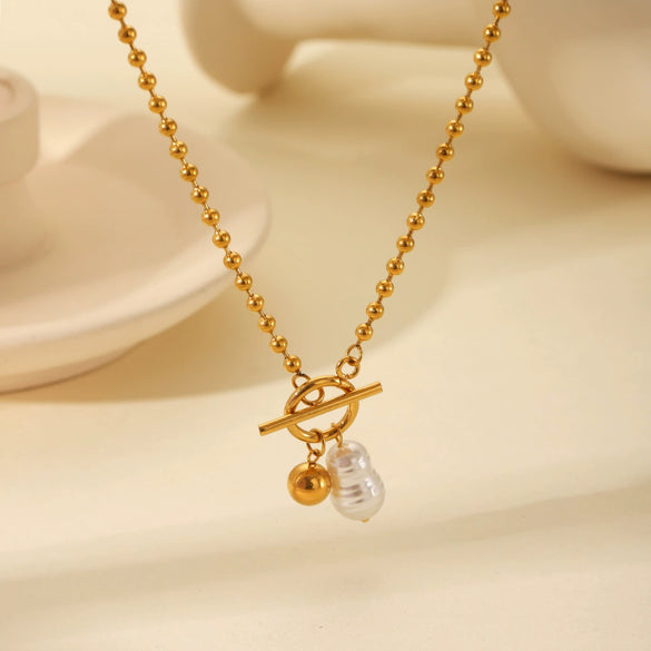 Necklace Stainless Steel Ball Chain Geometric Electroplating Women