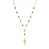Necklace Stainless Steel Black Glass Bead Cross Pendant Yshaped Chain Electroplating