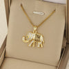 Necklace Stainless Steel Box Chain With Animal Elephant Pendant Mixed Gemstone Setting Electroplated Simple Geometry Style For Women