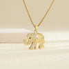 Necklace Stainless Steel Box Chain With Animal Elephant Pendant Mixed Gemstone Setting Electroplated Simple Geometry Style For Women