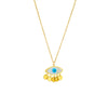 Necklace Stainless Steel Chain With Titanium Steel Blue Eye Oval Disc Tassel Pendant Electroplating Design For Women
