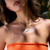 Necklace Stainless Steel Colored Gravel Rhombus Electroplating Women's Light Luxury Fresh Style