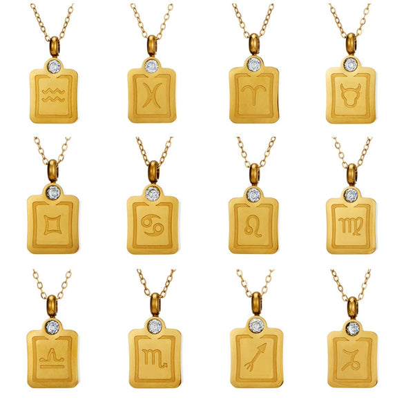 Necklace Stainless Steel Constellation Pendant Titanium Steel 18K Gold Plated