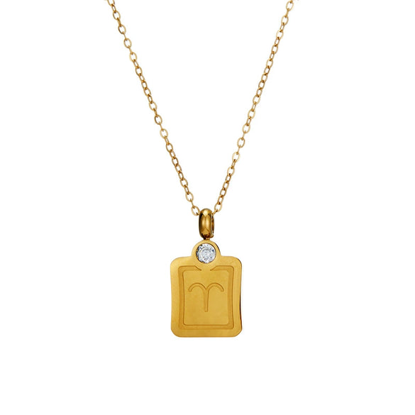 Necklace Stainless Steel Constellation Pendant Titanium Steel 18K Gold Plated