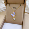Necklace Stainless Steel Copper Blue Butterfly Pearl Full Diamond Geometric Cartoon Style