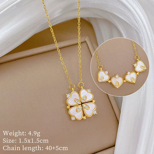 Necklace Stainless Steel Copper Cartoon Animal Zodiac Heart Fourleaf Flower Style