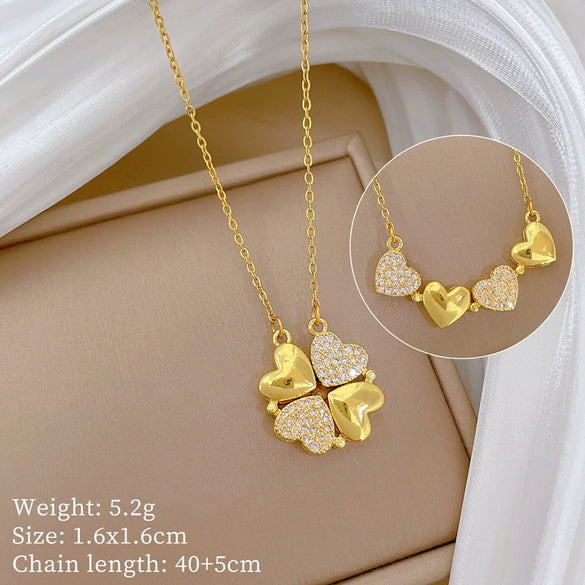 Necklace Stainless Steel Copper Cartoon Animal Zodiac Heart Fourleaf Flower Style