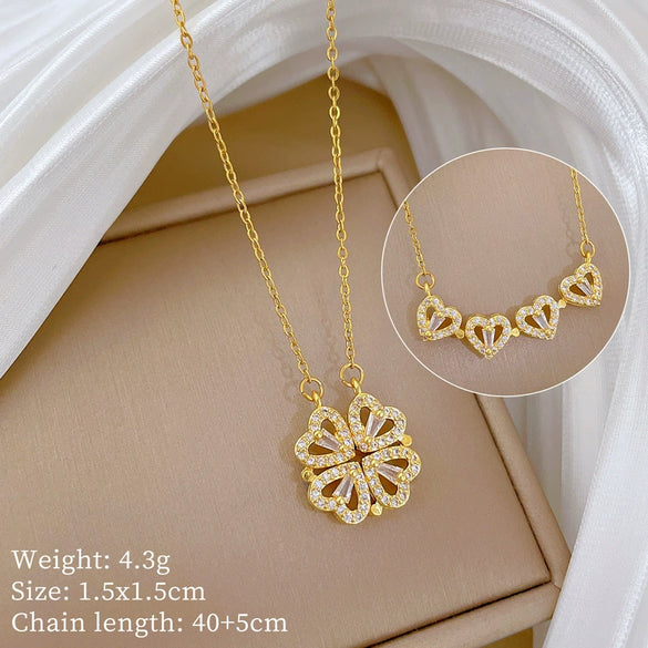 Necklace Stainless Steel Copper Cartoon Animal Zodiac Heart Fourleaf Flower Style