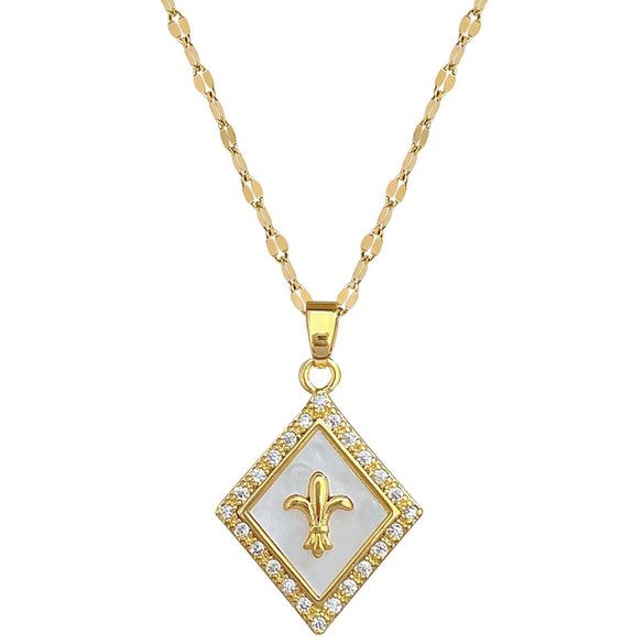 Necklace Stainless Steel Copper Diamond Shell Zircon Light Luxury Elegant Gorgeous Geometric