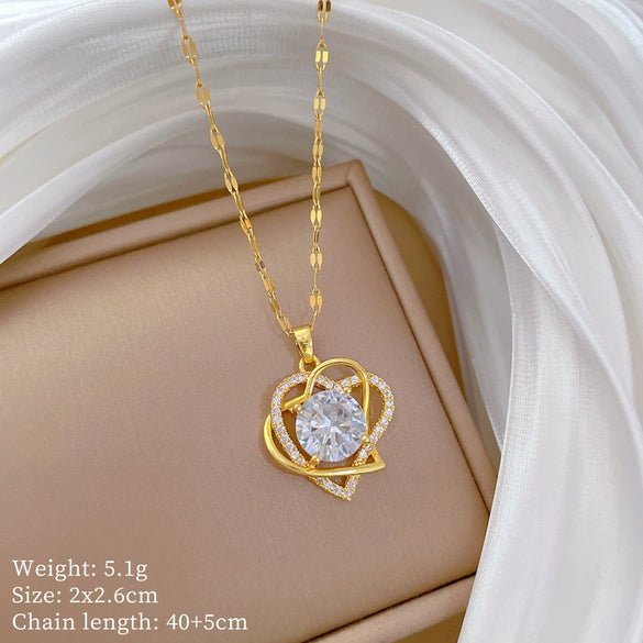 Necklace Stainless Steel Copper Doublelayer Love Animal Zodiac Cartoon Style Titanium Steel