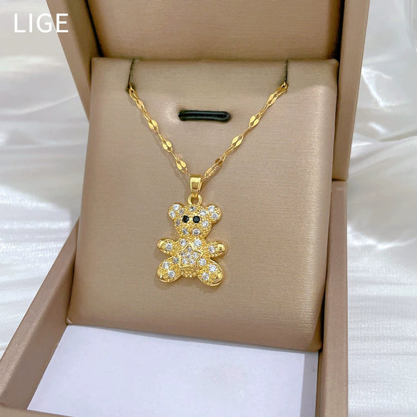 Necklace Stainless Steel Copper Fivepointed Star Geometric Light Luxury Elegant Gorgeous For Women