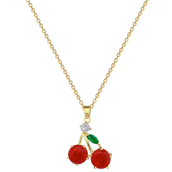 Necklace Stainless Steel Copper Fruit Red Cherry Geometric Cartoon Style Light Luxury Elegant Gorgeous Unisex