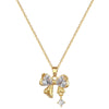 Necklace Stainless Steel Copper Geometric Bow Zircon Light Luxury Temperament Gorgeous Unisex