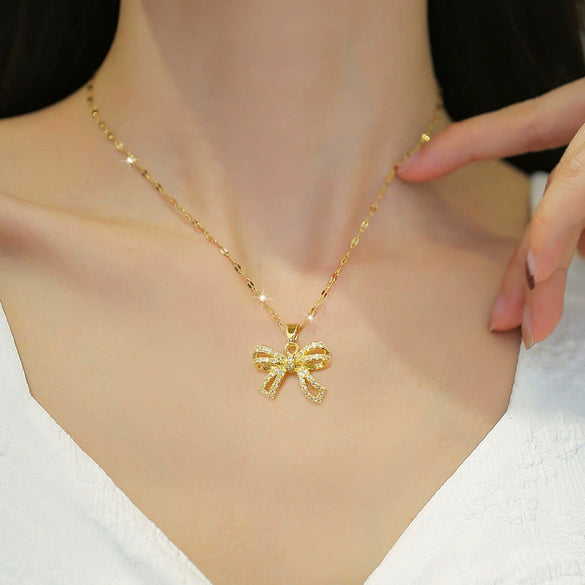 Necklace Stainless Steel Copper Geometric Butterfly Zircon For Women