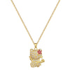 Necklace Stainless Steel Copper Geometric Cartoon Guitar Flower Cat Full Diamond Light Luxury Elegant Gorgeous Unisex