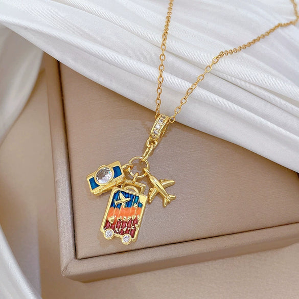 Necklace Stainless Steel Copper Geometric Cartoon Minimalist Style