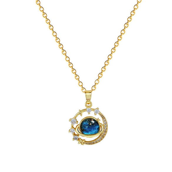 Necklace Stainless Steel Copper Geometric Cartoon Starry Sky Stars Moon Design