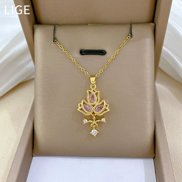 Necklace Stainless Steel Copper Geometric Cartoon Style