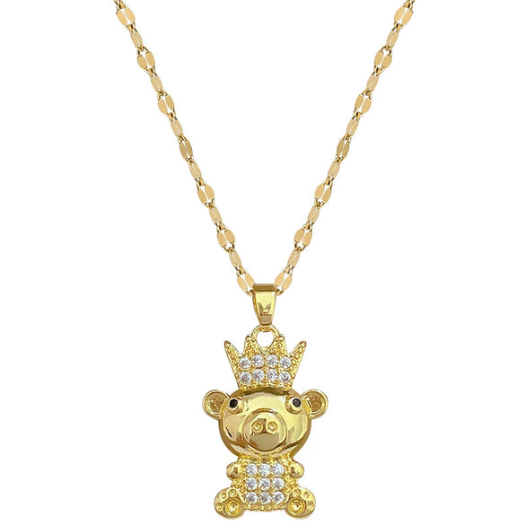 Necklace Stainless Steel Copper Geometric Crown King Bear Light Luxury Elegant Gorgeous For Women