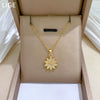Necklace Stainless Steel Copper Geometric Daisy Flower Full Diamond Light Luxury Temperament Unisex