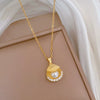 Necklace Stainless Steel Copper Geometric Double Pearl Shell Light Luxury Elegant Gorgeous Unisex