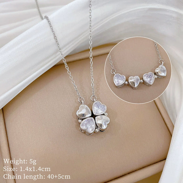 Necklace Stainless Steel Copper Geometric Double Wear Four Leaf Flower Light Luxury Elegant Gorgeous Cartoon Minimalist Unisex