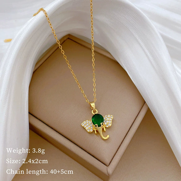 Necklace Stainless Steel Copper Geometric Element Love Full Diamond Light Luxury Temperament Gorgeous Allmatch Clavicle Chain Unisex