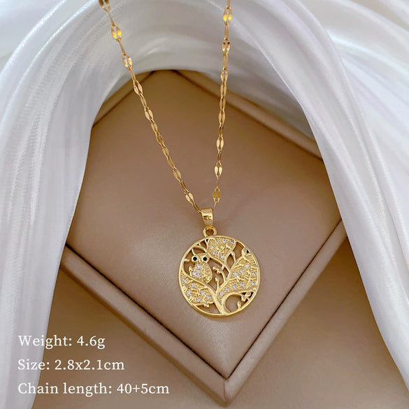 Necklace Stainless Steel Copper Geometric Element Love Full Diamond Light Luxury Temperament Gorgeous Allmatch Clavicle Chain Unisex