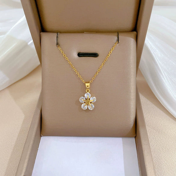 Necklace Stainless Steel Copper Geometric Fivepointed Star Light Luxury Elegant Gorgeous