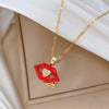 Necklace Stainless Steel Copper Geometric Flame Red Lip Zircon Light Luxury Style