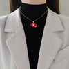 Necklace Stainless Steel Copper Geometric Flame Red Lip Zircon Light Luxury Style