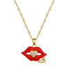 Necklace Stainless Steel Copper Geometric Flame Red Lip Zircon Light Luxury Style