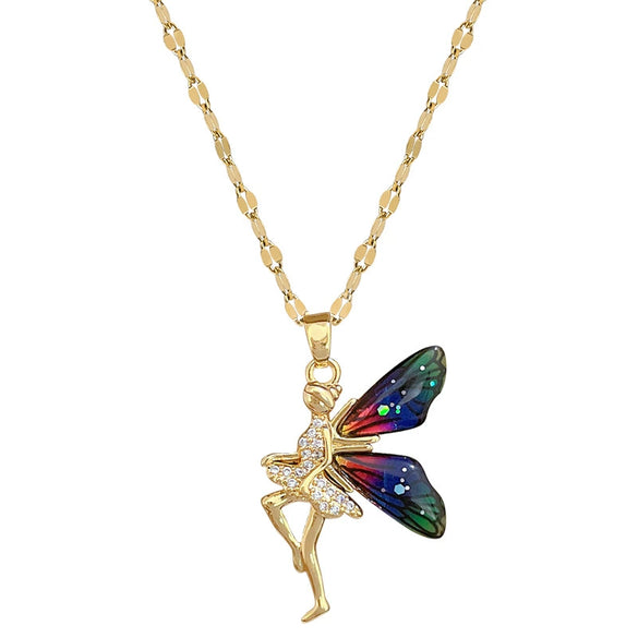 Necklace Stainless Steel Copper Geometric Flower Elf Wings Light Luxury Elegant Gorgeous Unisex