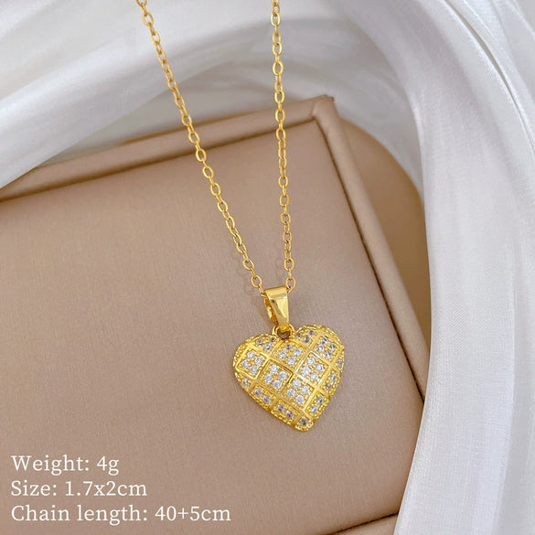 Necklace Stainless Steel Copper Geometric Heart Cartoon Minimalist Style For Unisex